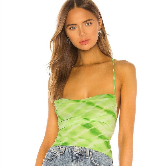 Lovers + Friends Tops - Green Tie Dye Cowl Neck Top